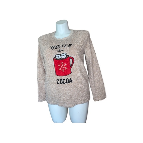 Secret Treasures SleepWear Cozy Sweater Hotter Then Cocoa Shirt, Size L (12-14) - Picture 3 of 10